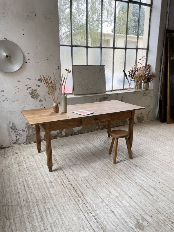 Table de ferme boucher chêne années 50
