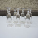 7 antique glass champagne flutes in Louis Philippe style