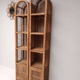Pair of slim rattan shelves