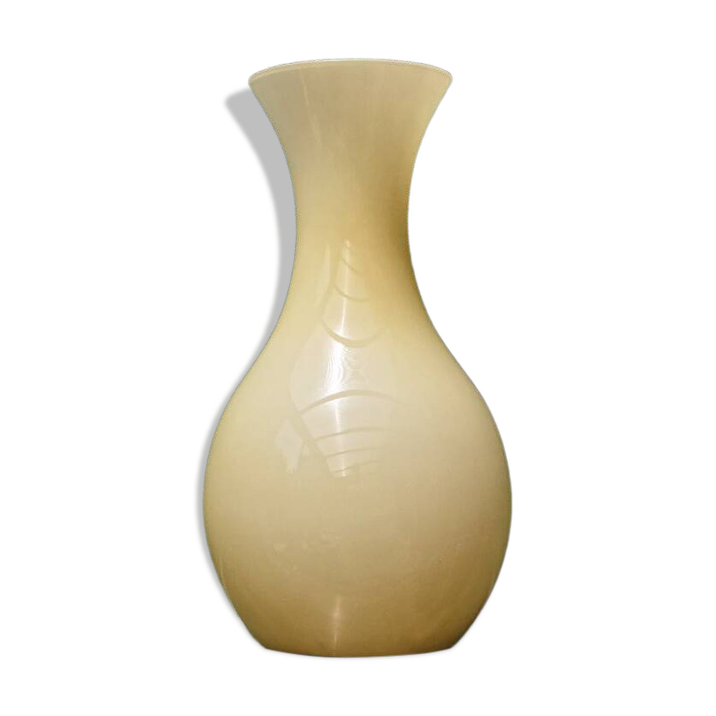 Vase de sol en verre opalin, couleur crème