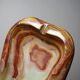 Large green onyx ashtray with free-form bands, vintage Italy, 50s-60s