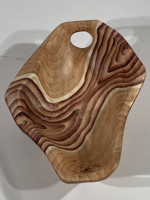 ceramic dish "faux wood" Vallauris 60s