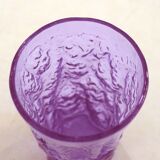 Mauve glass bark-patterned goblet vase, 1960s