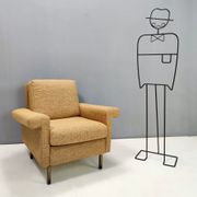 Pair of High-Quality Vintage Honey Yellow Fabric Armchairs, Italy