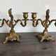 Paire de grands bougeoirs vintage en bronze doré signés Charles Boulanger