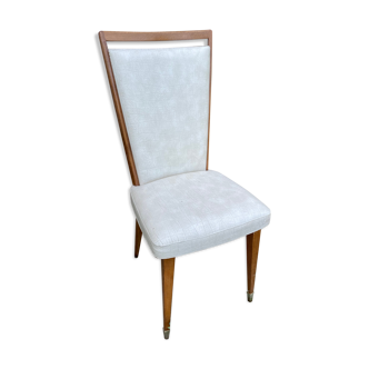 Vintage chair Baumann speckled leather white gray