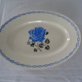 Oval flat earthenware blue flowers 519112 Badonviller