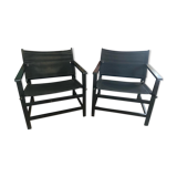 Paire de fauteuils Safari  vintage