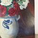 Bouquet of roses, burgundy background, oil on panel 1951
