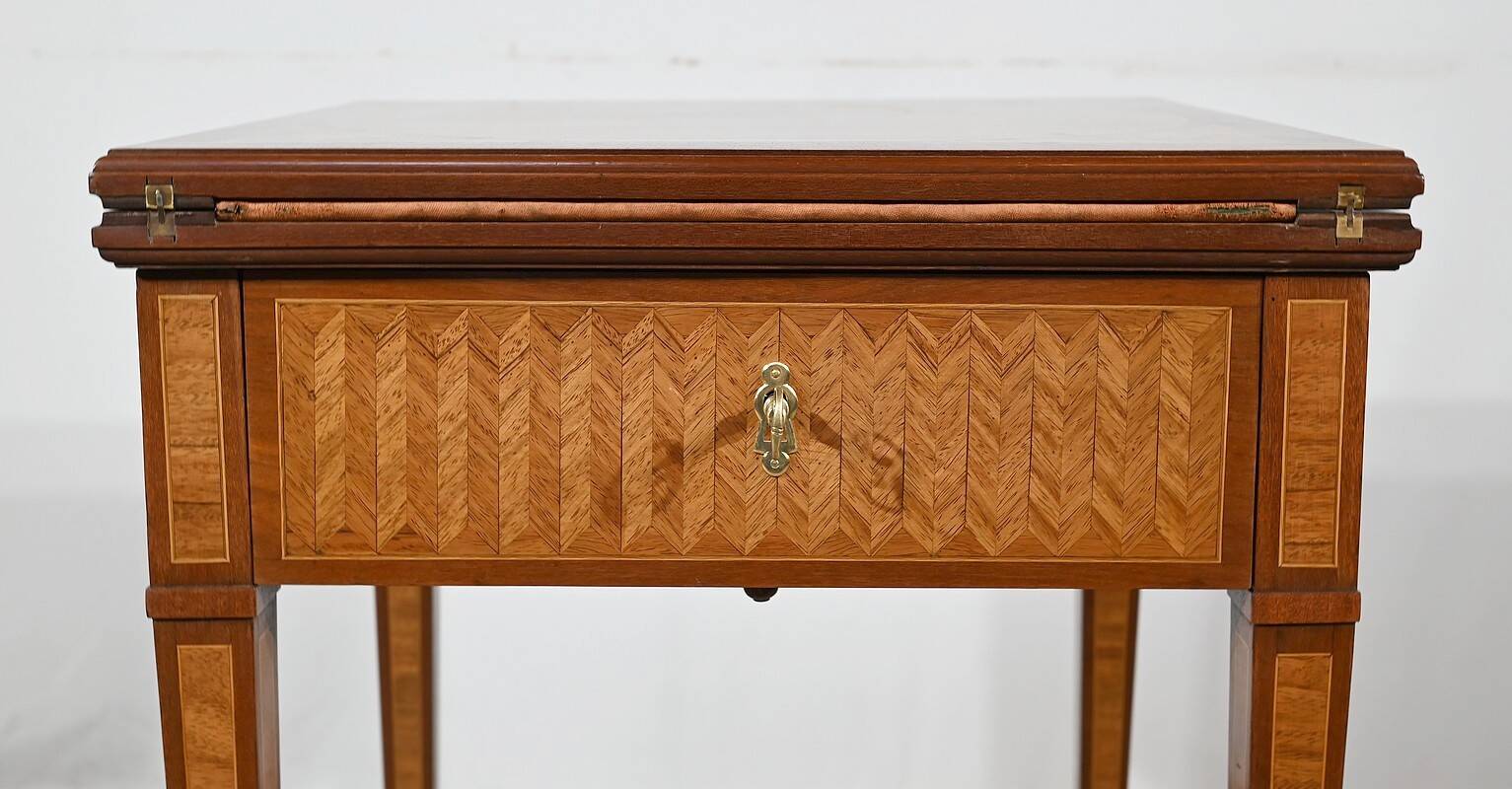 Mahogany and marquetry games table, Art Nouveau, 1920