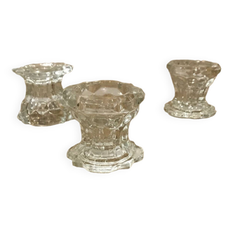 3 pure crystal candle holders