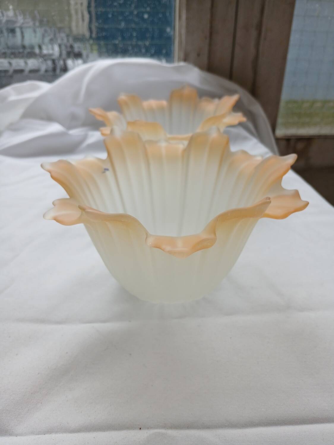 Pair of Art Deco glass tulips / pendant lights