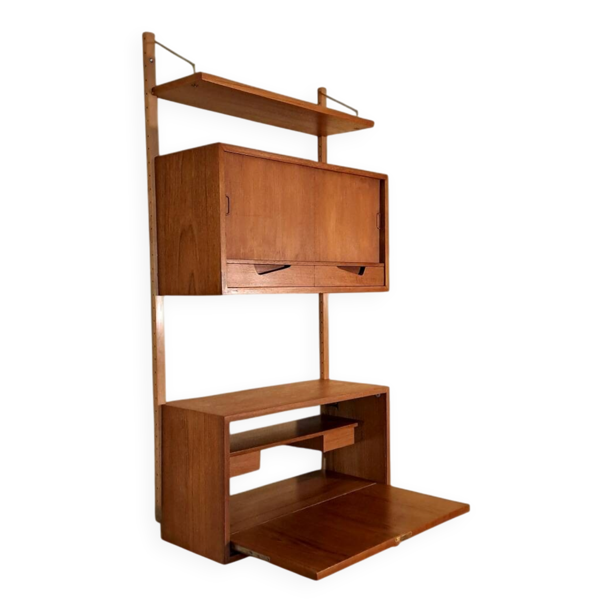 Teak wall secretary RIVAL, Vintage Scandinavian 1960s