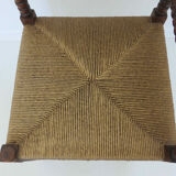 Corner chair in turned wood and straw