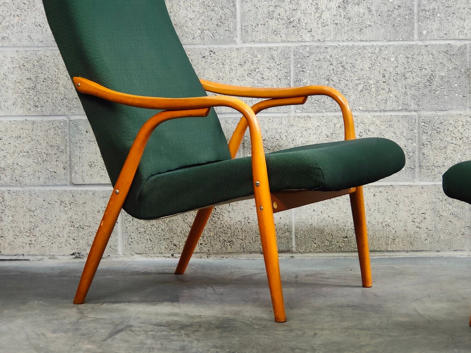 Pair of green armchairs by Antonin Suman for Ton Bystrice (Thonet) year 1960