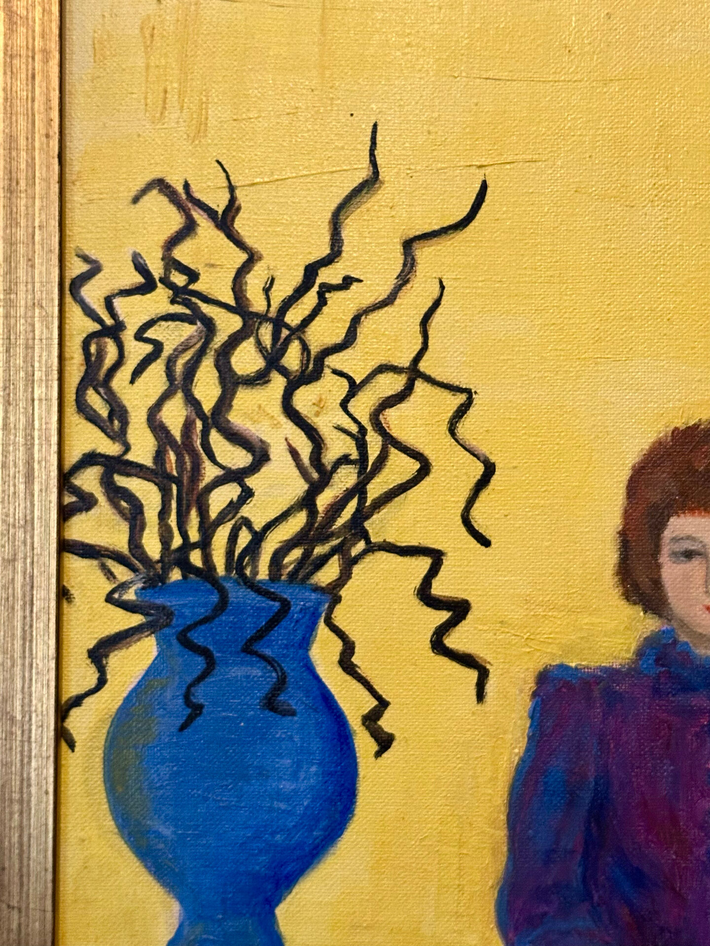 Tableau peinture naïf signé FES
