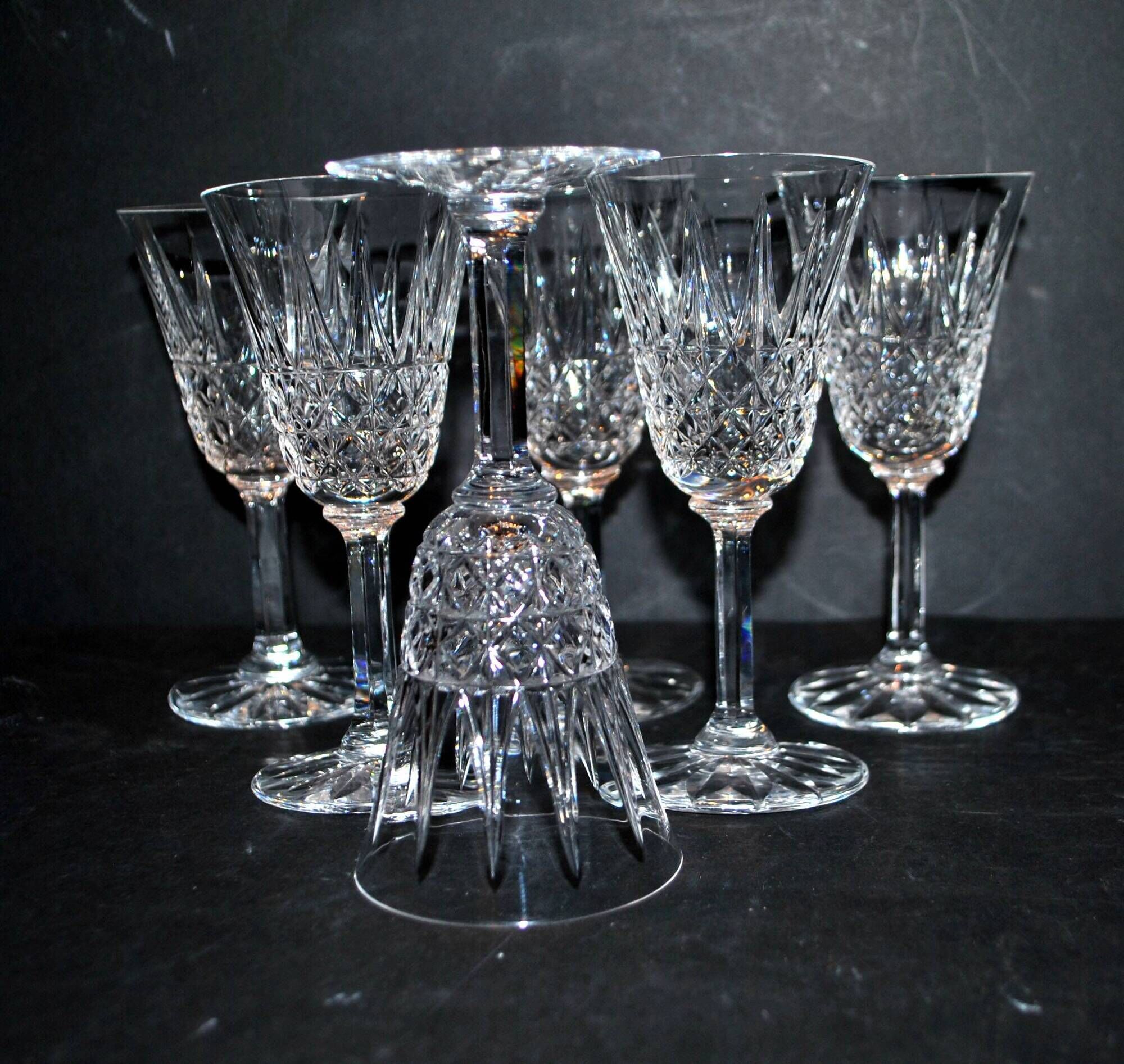 Set of 6 tarn white wine glasses 13.8 cm in diamond cut crystal from saint-louis
