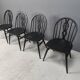 Vintage ebonized ercol dining chairs, 1950s