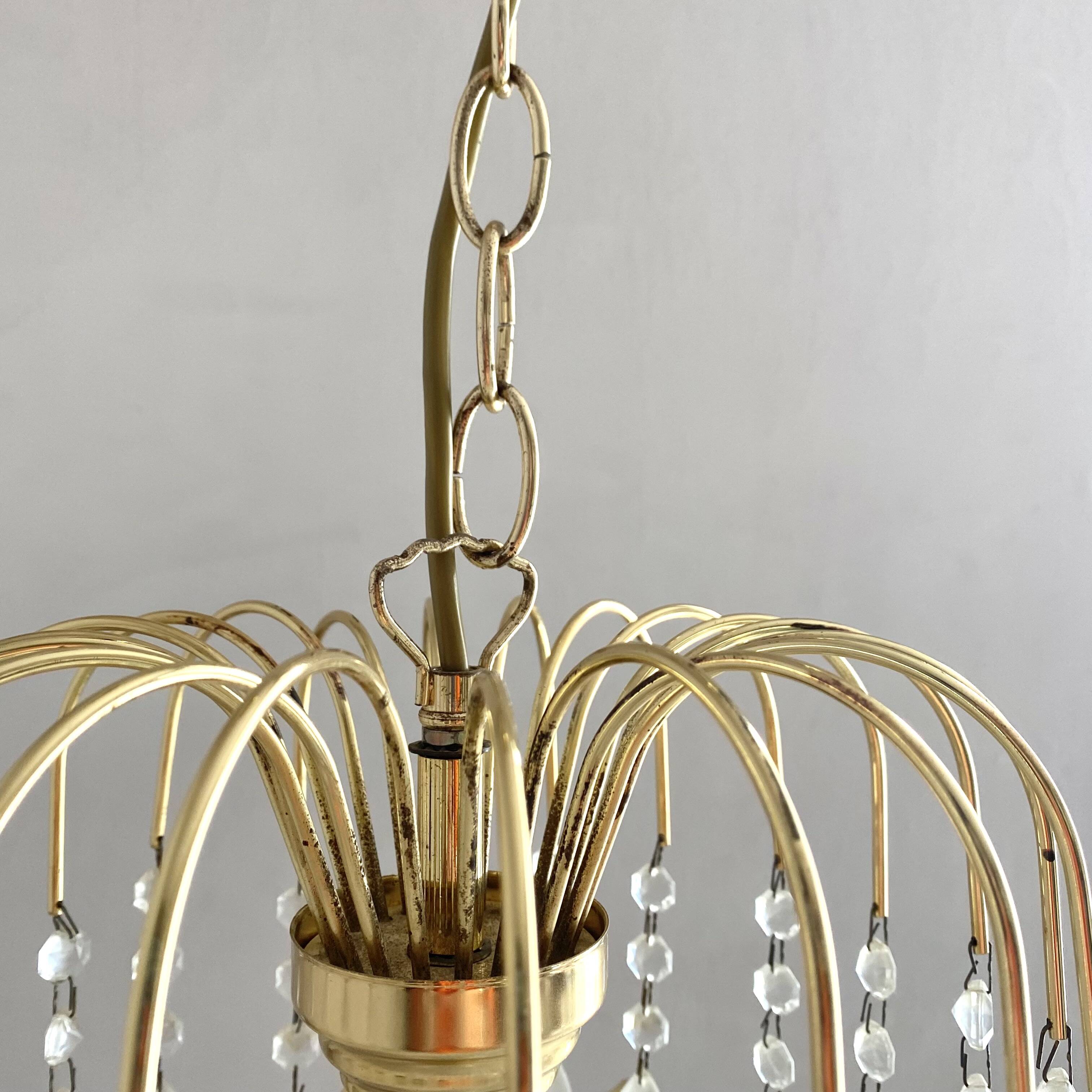 Gold metal basin pendant light with tassels - Italy