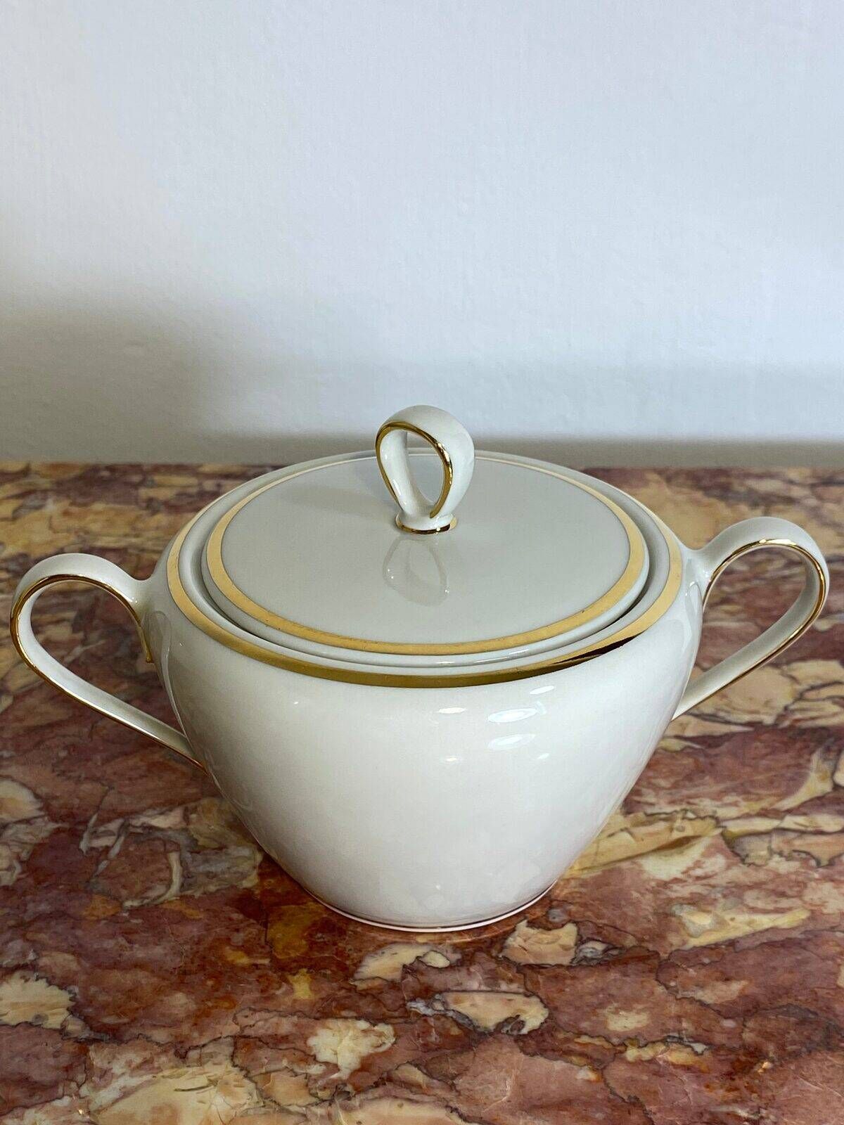 Bavarian porcelain tea service with gold trim.
