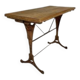 Art Deco bistro table with oak top on cast iron base