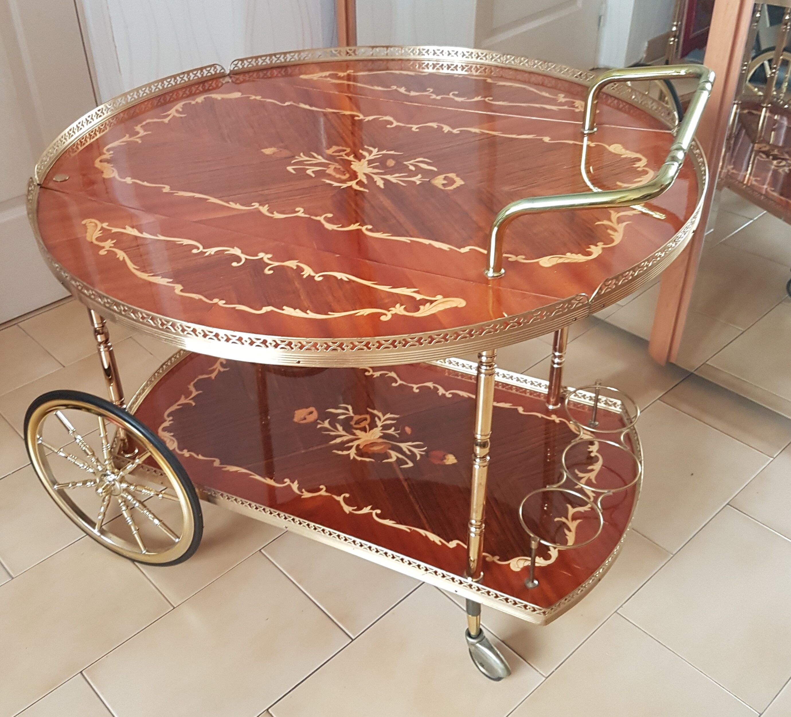 Old dessert in marquetry