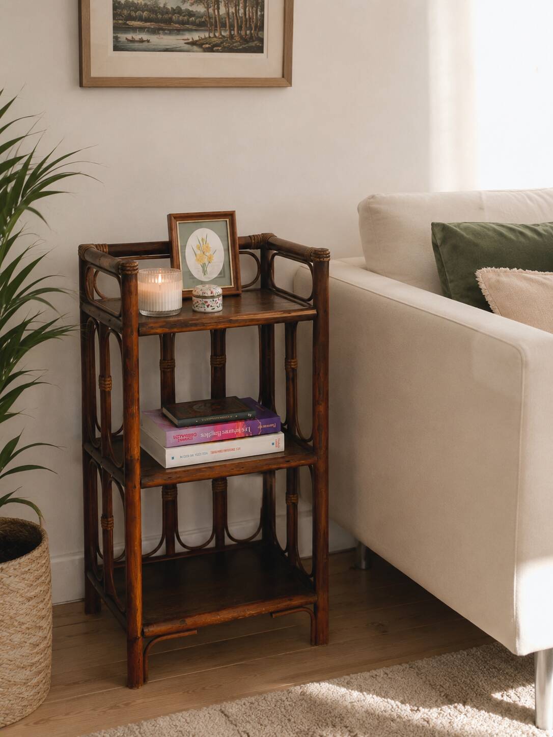 Occasional shelf bookcase in rattan