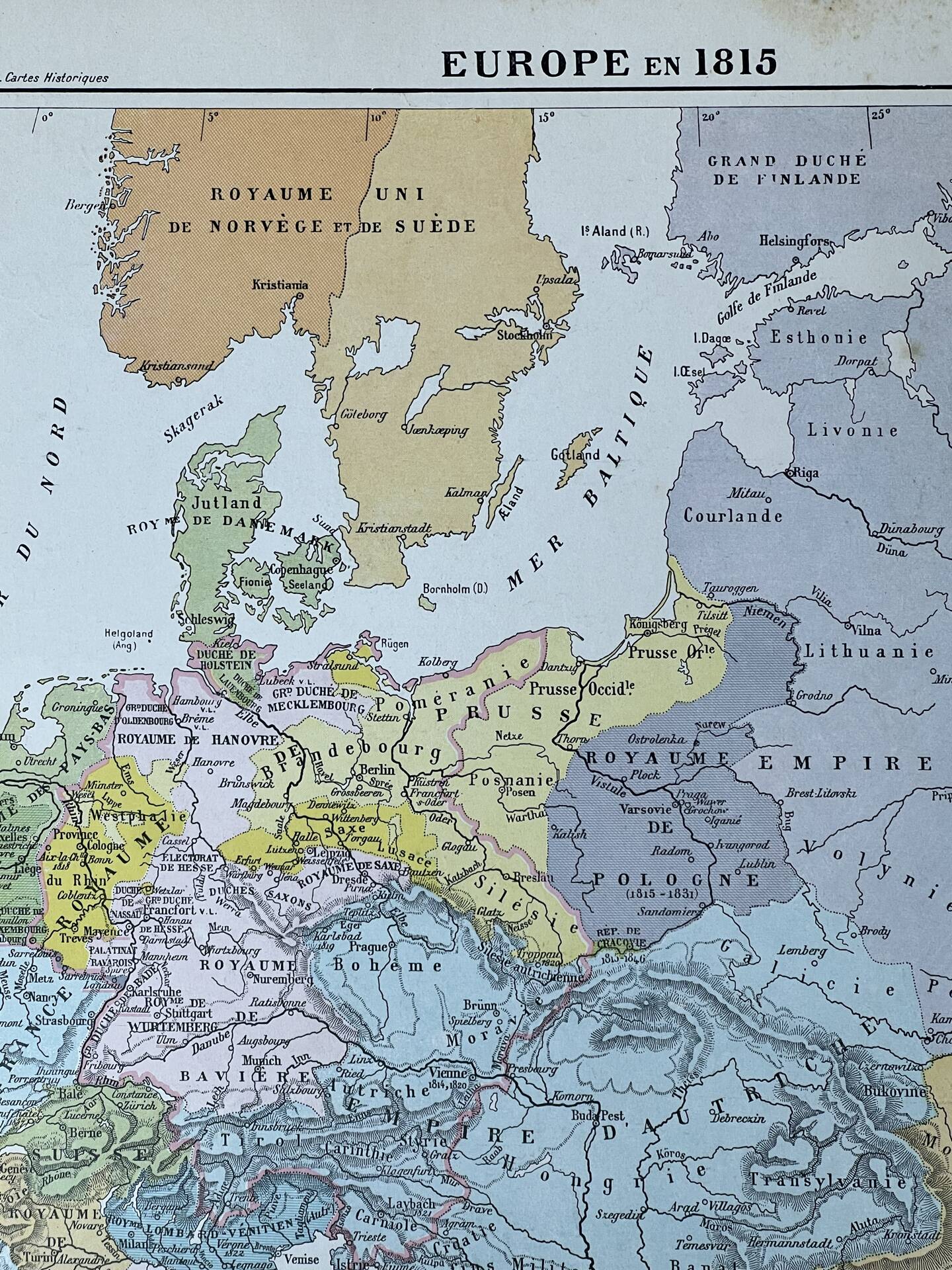 Original map of Europe in 1815 - 37x27cm - 1908