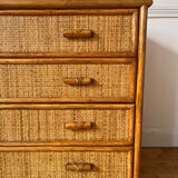 Vintage woven rattan chest of drawers