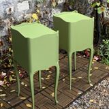 Pair of Louis XV style khaki bedside tables
