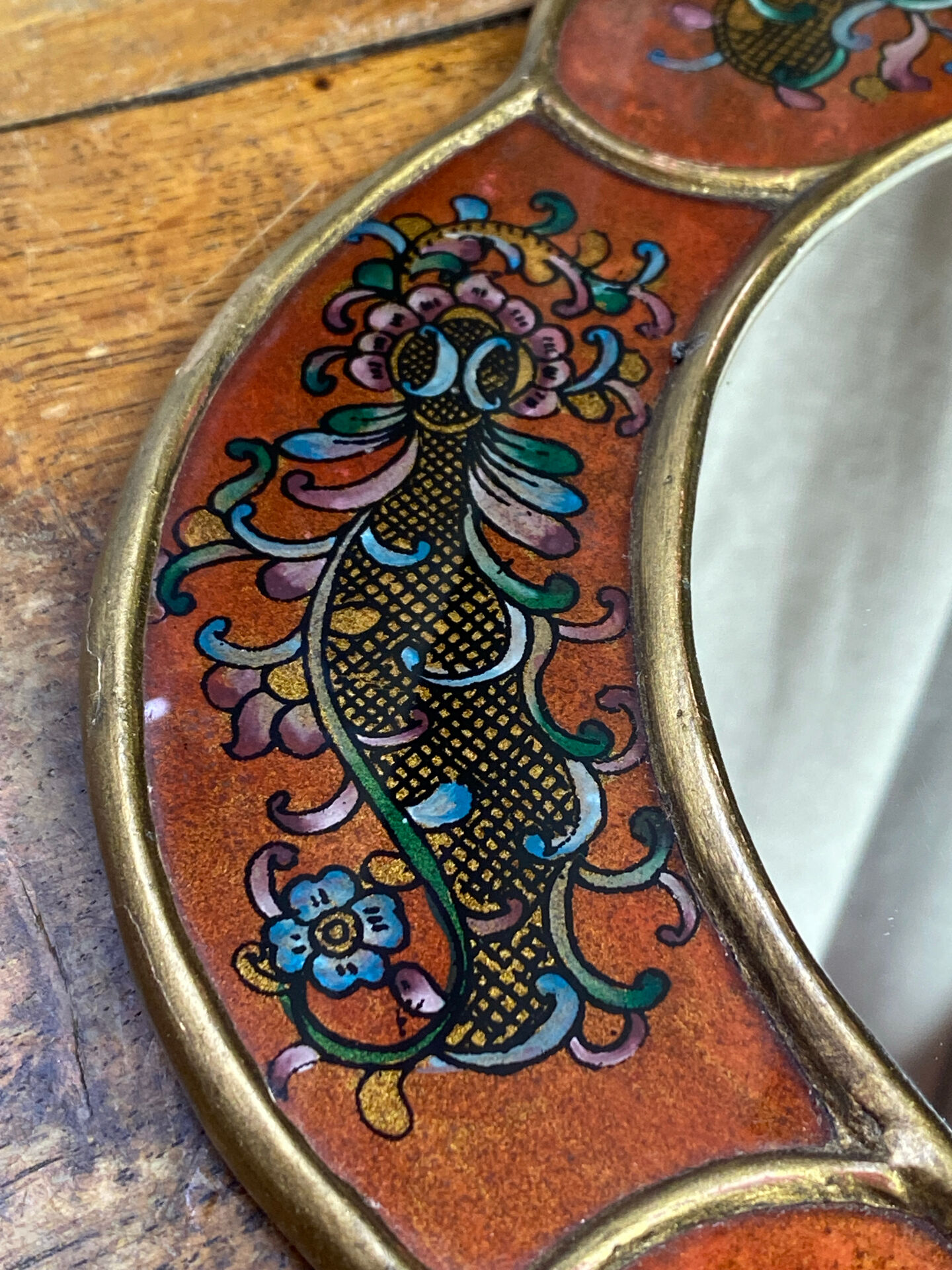 Miroir péruvien en bois et verre