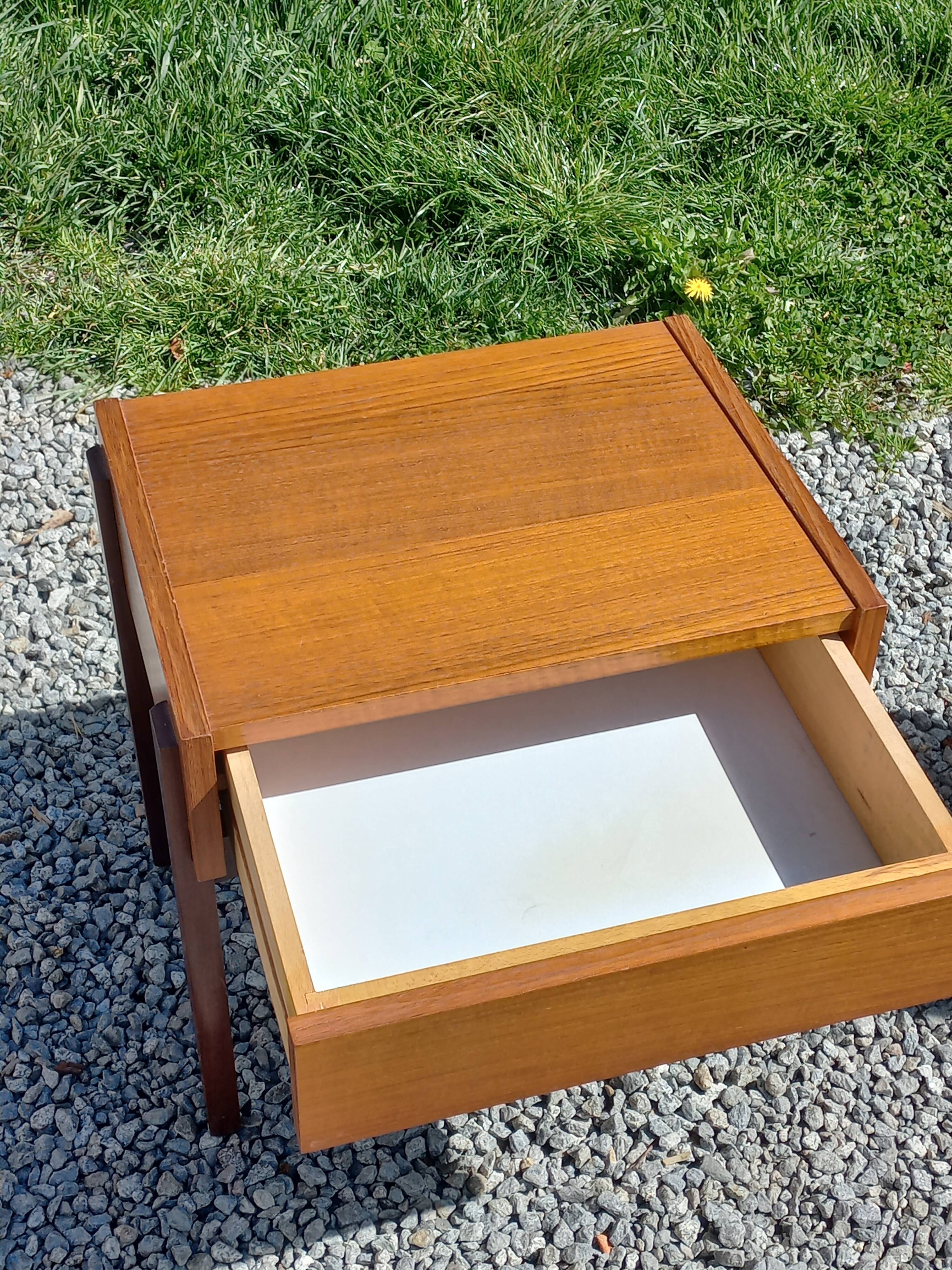 Pair of Scandinavian-style teak bedside tables from the 1970s.