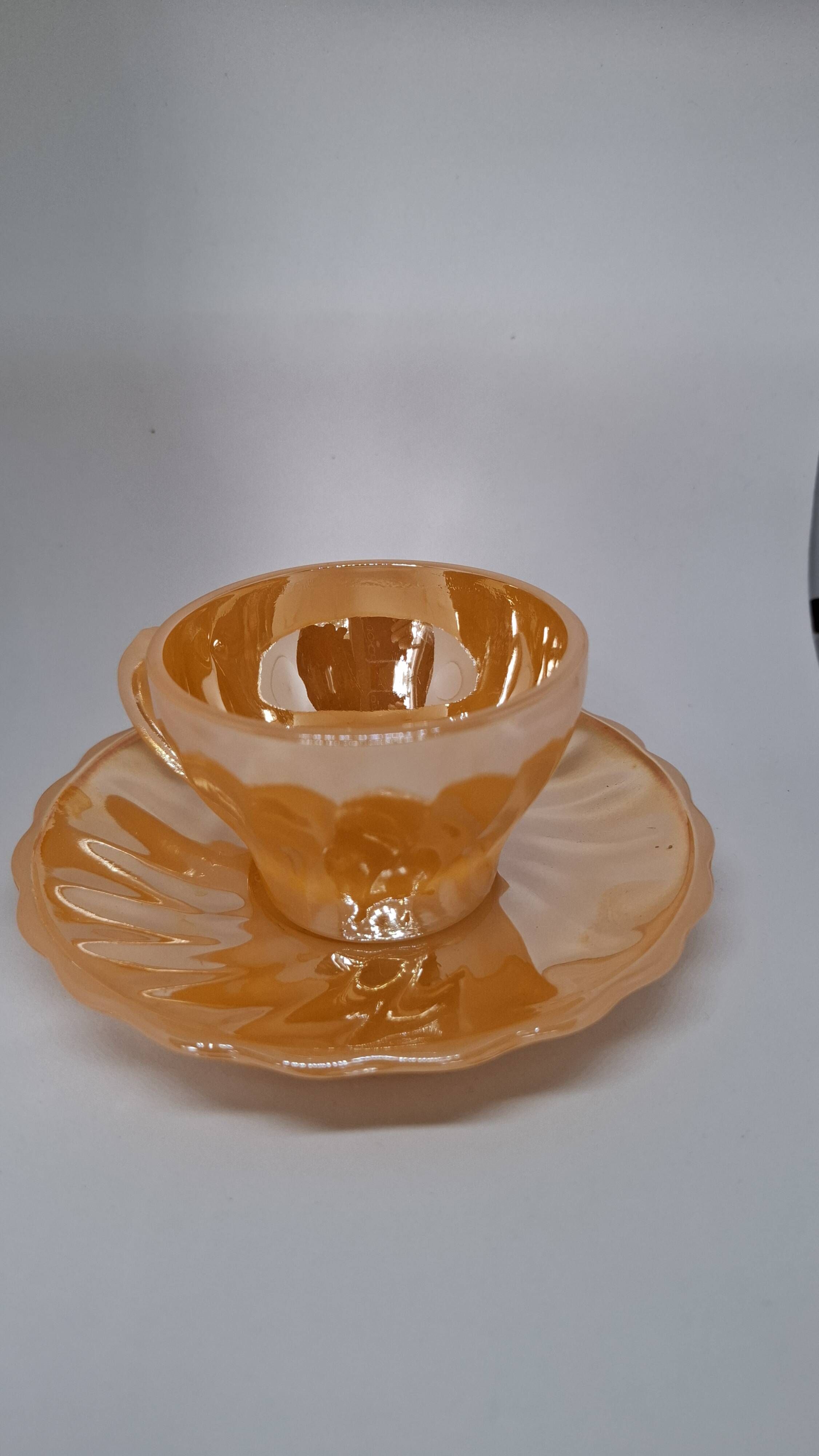 Vintage Fire-King "Swirl" Cup & Saucer Sets – Peach Lustre & Golden Shell
