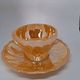 Vintage Fire-King "Swirl" Cup & Saucer Sets – Peach Lustre & Golden Shell