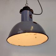 Industrial Grey Enamel Bauhaus Pendant Lamp, 1930s