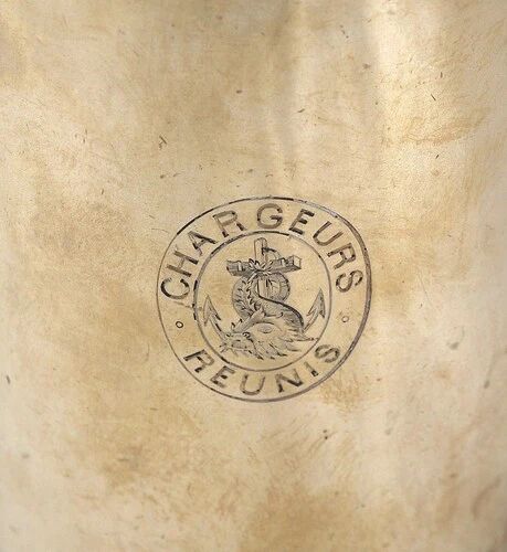 Christofle large chocolate pot marked with the shipping company Chargeurs Réunis.