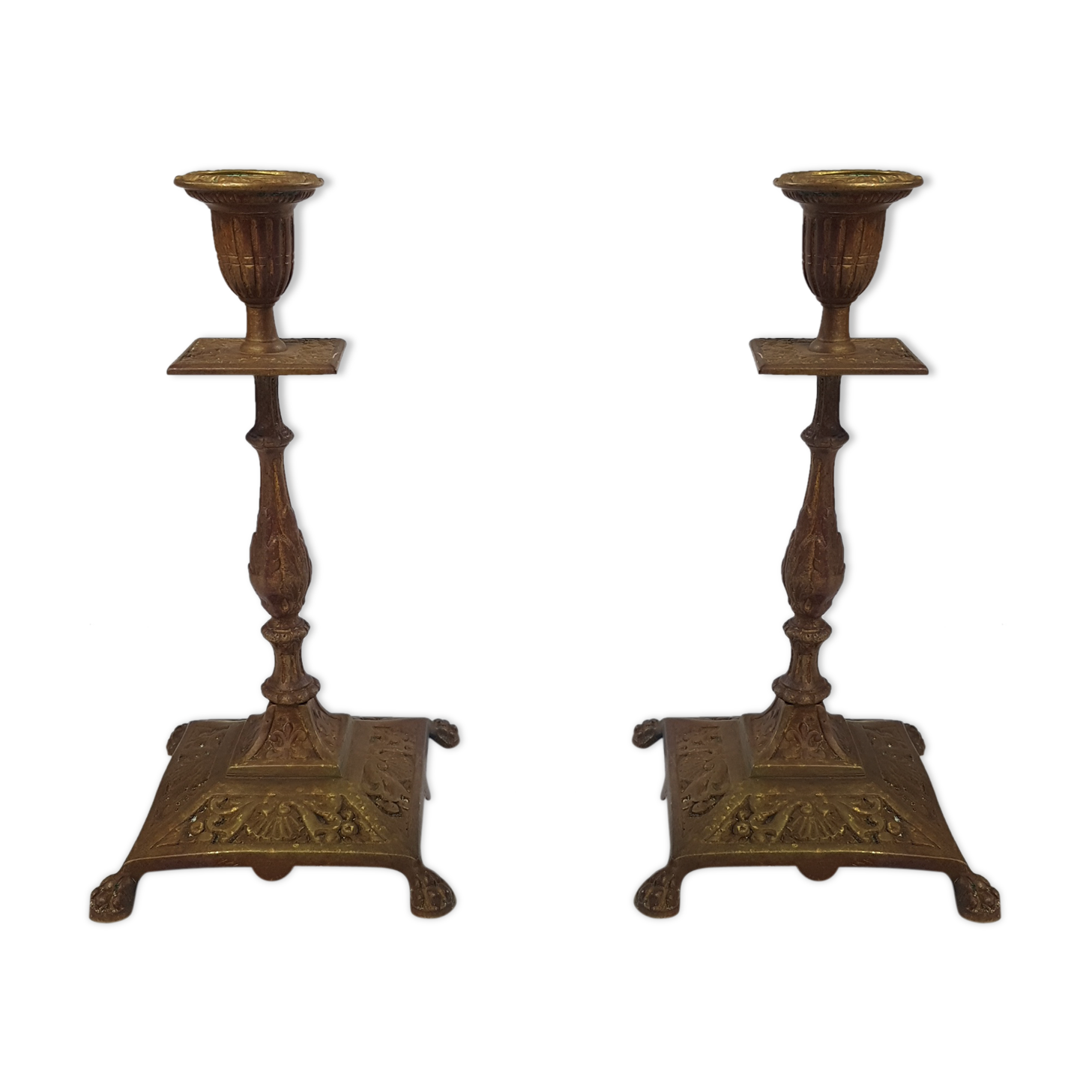 Pair of old candlesticks in bronze