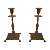 Pair of old candlesticks in bronze
