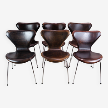 Ensemble de 6 sept chaises, 3107, Arne Jacobsen, Fritz Hansen