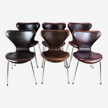 Set of 6 Seven Chairs, 3107, Arne Jacobsen, Fritz Hansen