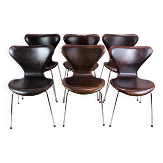 Set of 6 Seven Chairs, 3107, Arne Jacobsen, Fritz Hansen