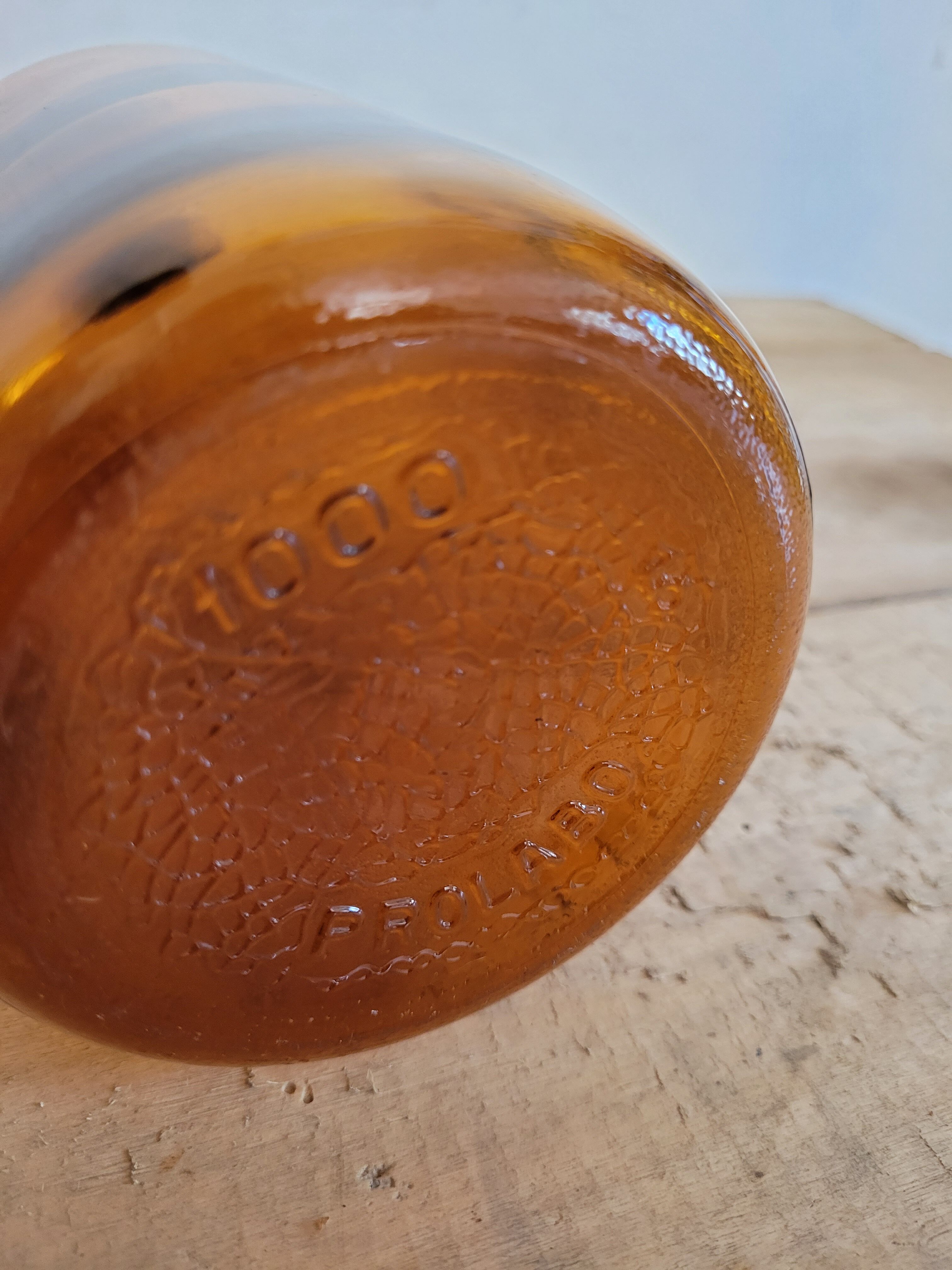 Amber glass apothecary bottle