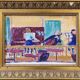 Mid-Century Modern "The Ensemble" Swedish Figurative Oil Painting, Framed