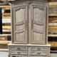 Aero-blasted solid oak wardrobe - Louis XV style