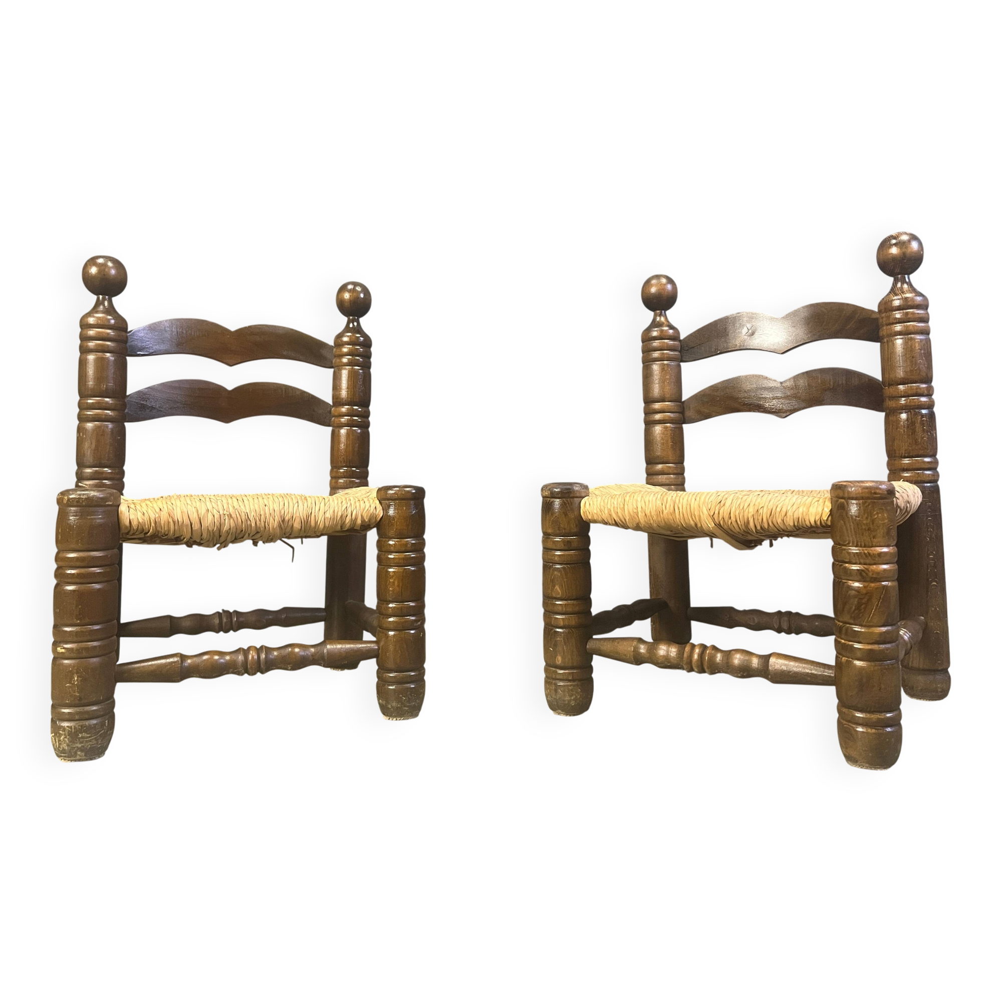 Charles Dudouyt (attr) brutalist children's chairs, set of 2, 1960s