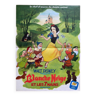 Affiche cinéma "Blanche Neige et les sept nains" Walt Disney 40x60cm 1973