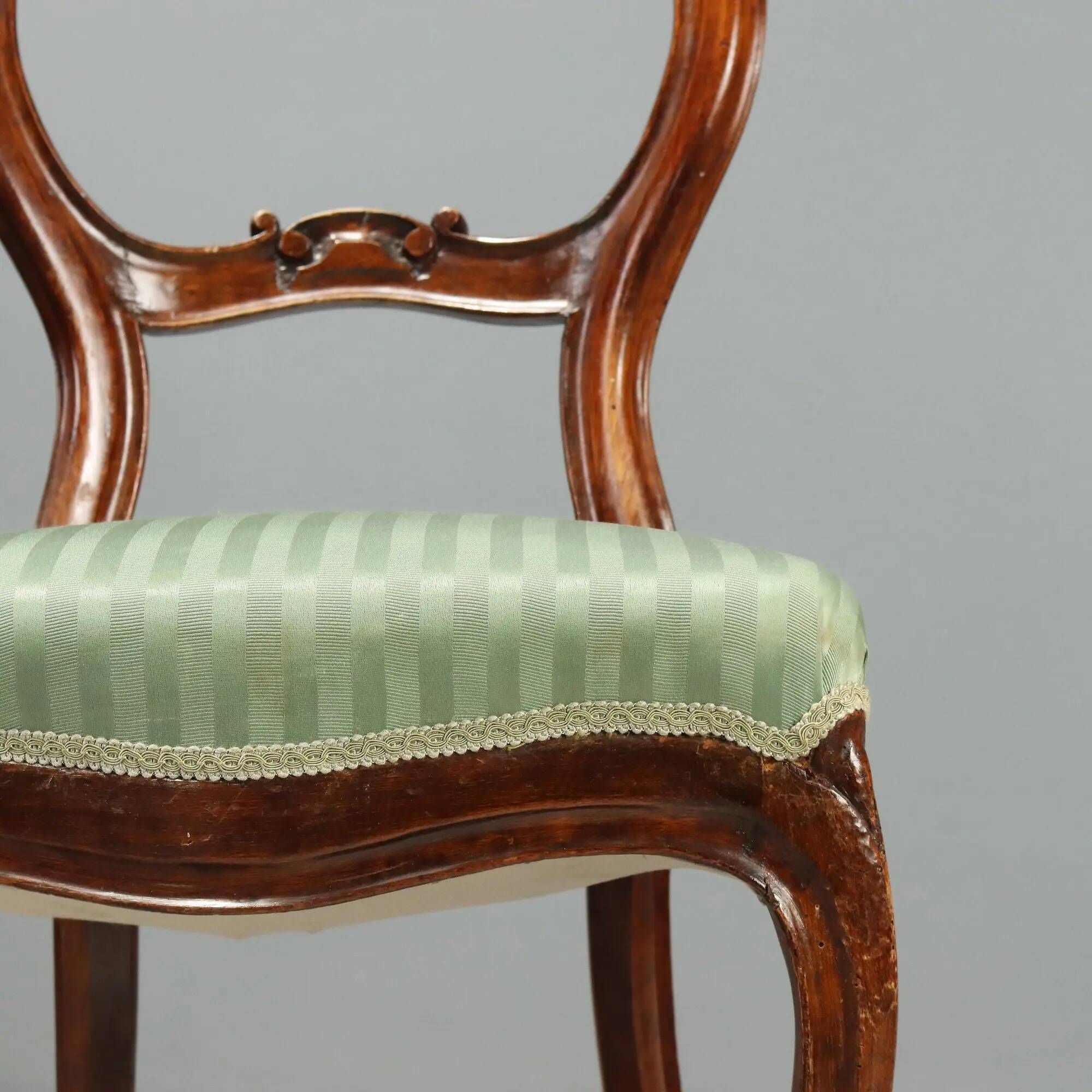 Antique Louis-Philippe walnut chairs, Italy, 19th century
