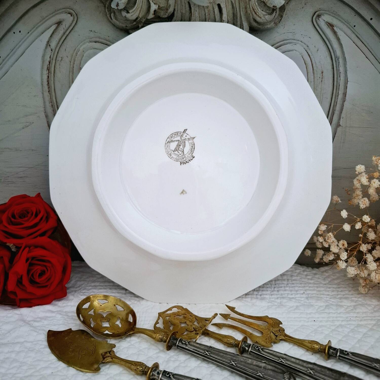 Old mounted earthenware plate