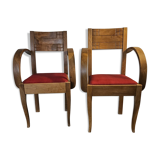 Pair of Art Deco Walnut Bridge Armchairs