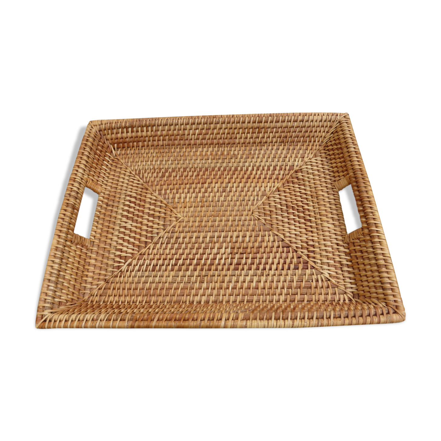 Tray with handles rattan
